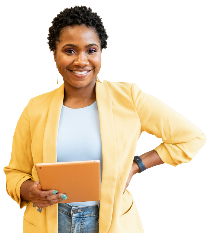 Smiling woman with tablet